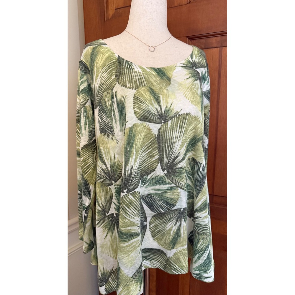 Nally & Millie Blouse Womens Med‎ Green Three-Quarter Sleeve Top